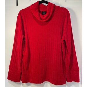 Rafaella‎ Womens Chenille Foldover Cowl Neck Sweater Size M Oversized Ribbed Y2K